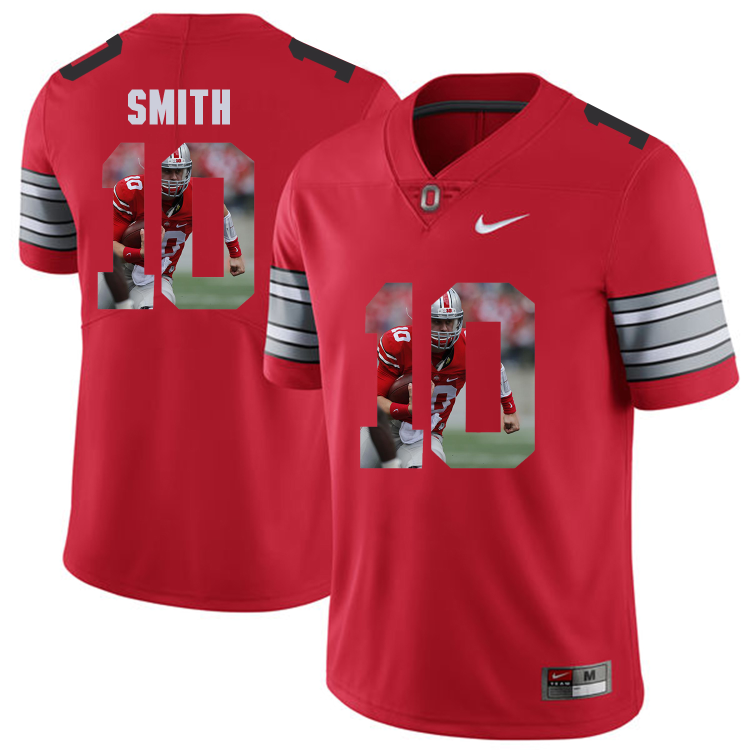 Men Ohio State #10 Smith Red Fashion Edition Customized NCAA Jerseys->customized ncaa jersey->Custom Jersey